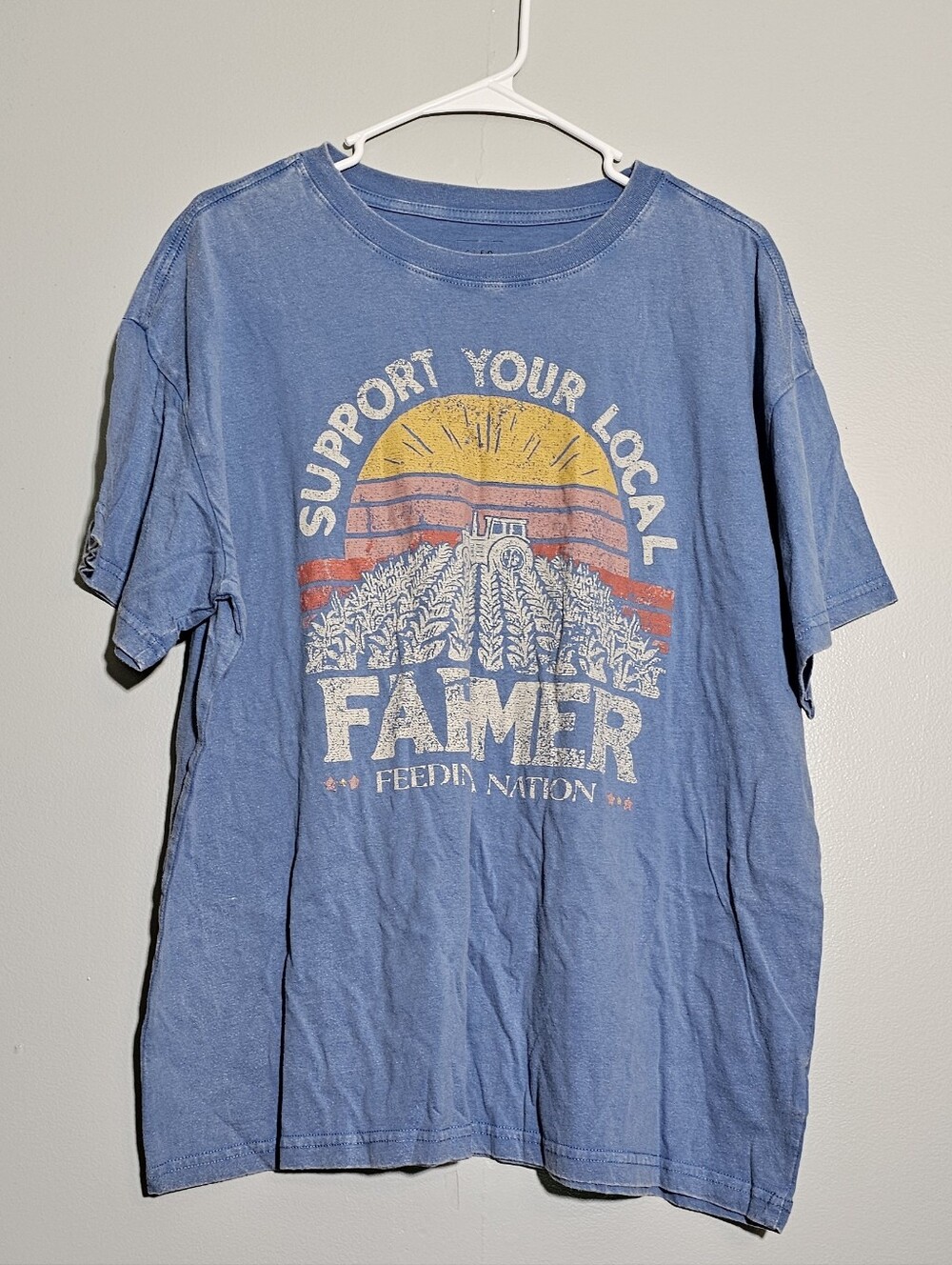 Cleo & WOLF Blue Graphic 'Support Your Local Farmer' Tee